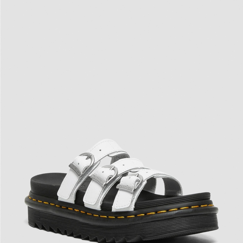 Dr. Martens White Blaire Slides Sandals Brand New with Tags Platform Buckle